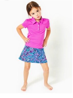 Lilly Pulitzer mini Frida puff sleeve orchid oasis polo shirt size XL NWT